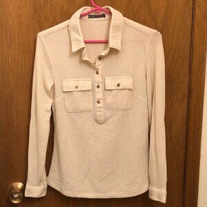 Soft new Suzy Shier cream waffle half placket shirt